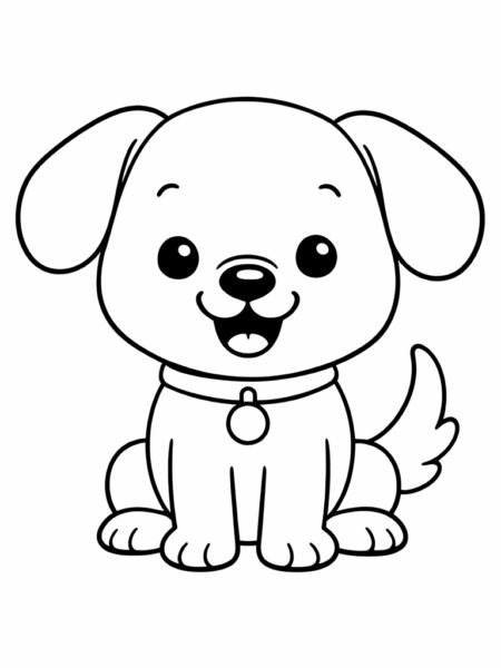 Coloriage – Petit chien souriant