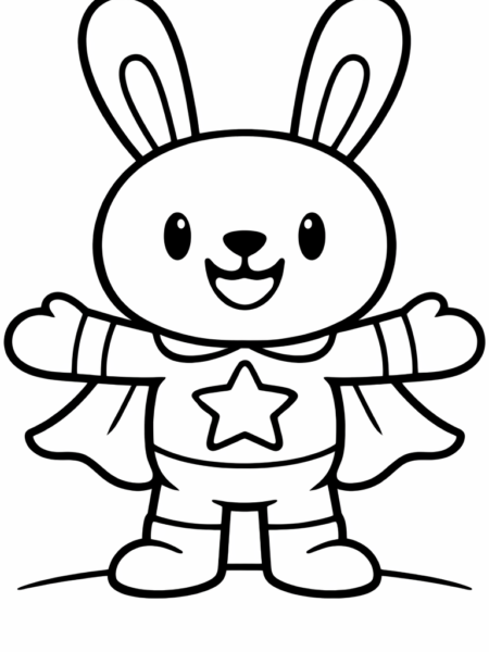 Coloriage Lapin super-héros rigolo
