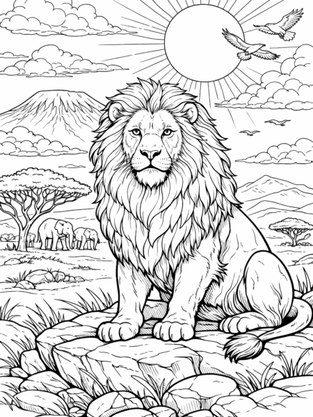 Coloriage Lion majestueux