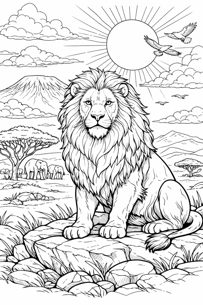 Coloriage Lion majestueux