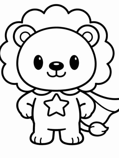 Coloriage Lion super-héros mignon