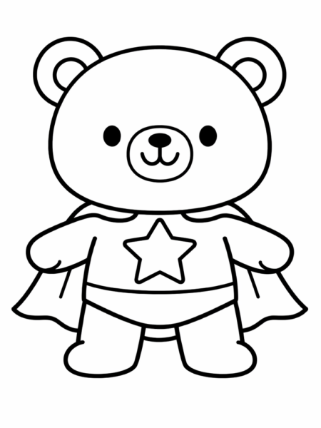 Coloriage Ours super-héros tout doux
