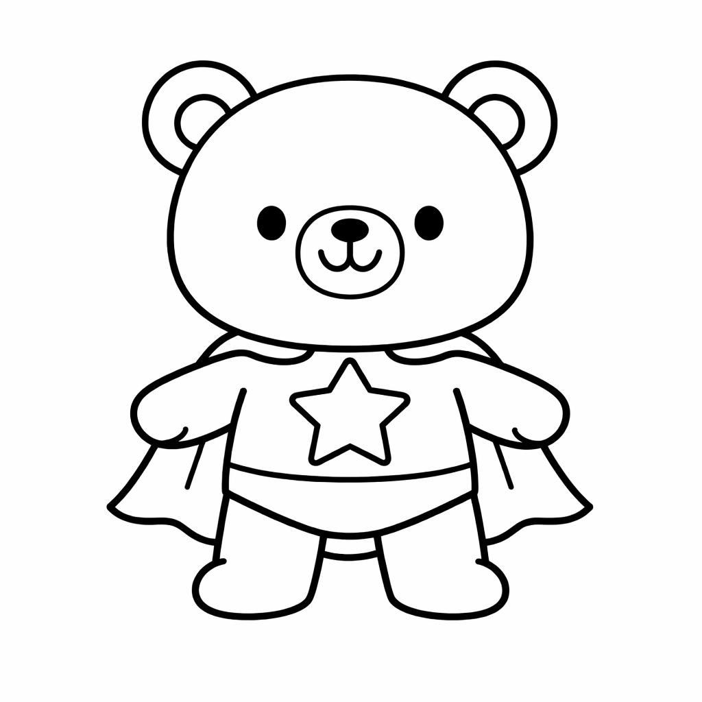 Coloriage Ours super-héros tout doux