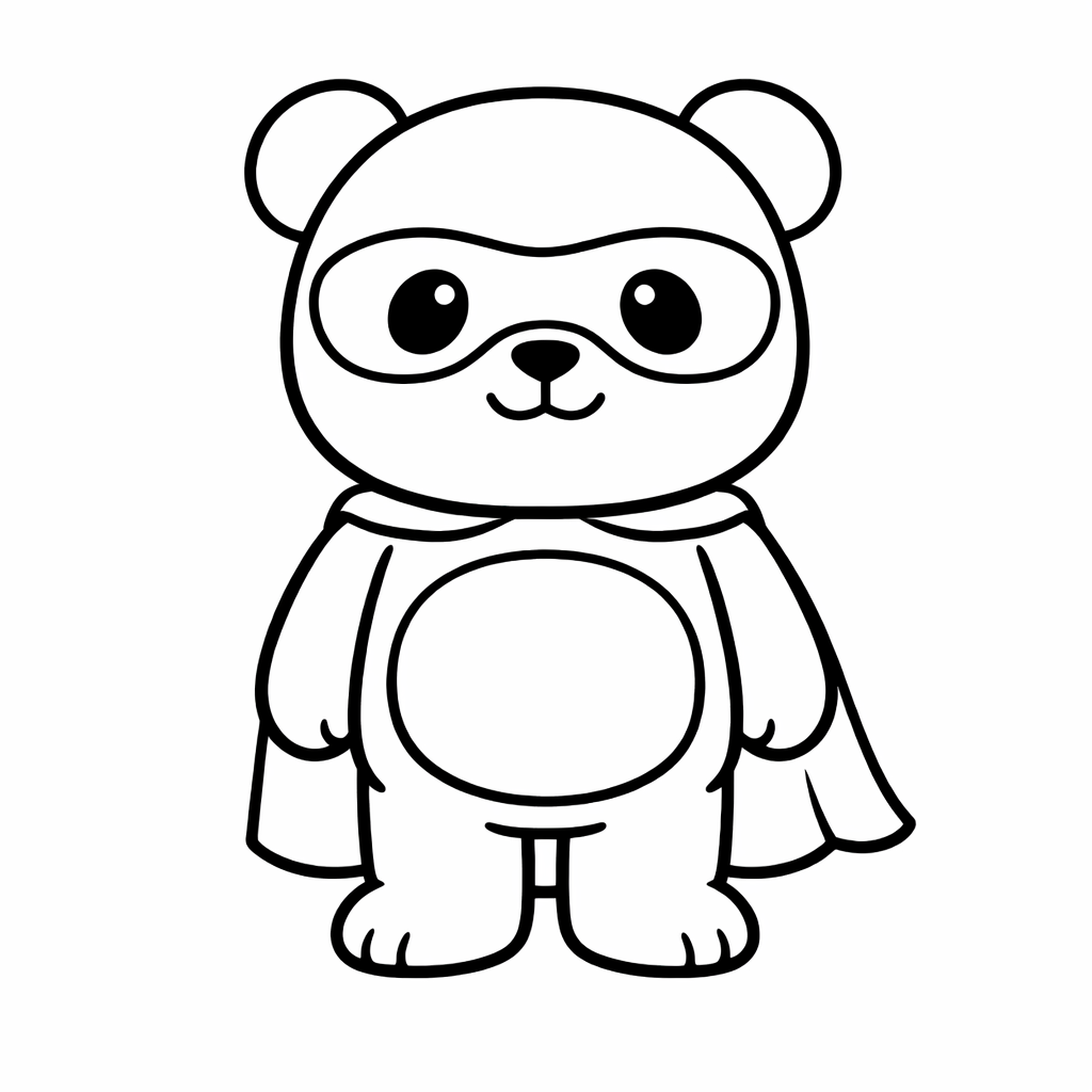 Coloriage Panda super-héros tranquille