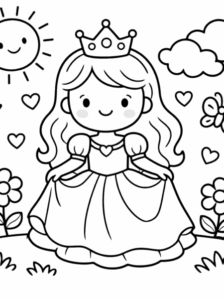 Coloriage princesse souriante