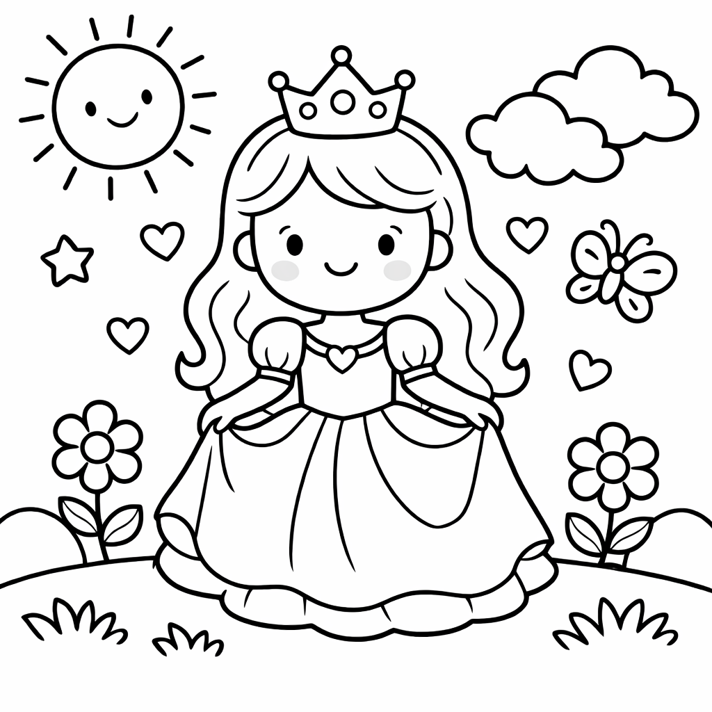 Coloriage princesse souriante