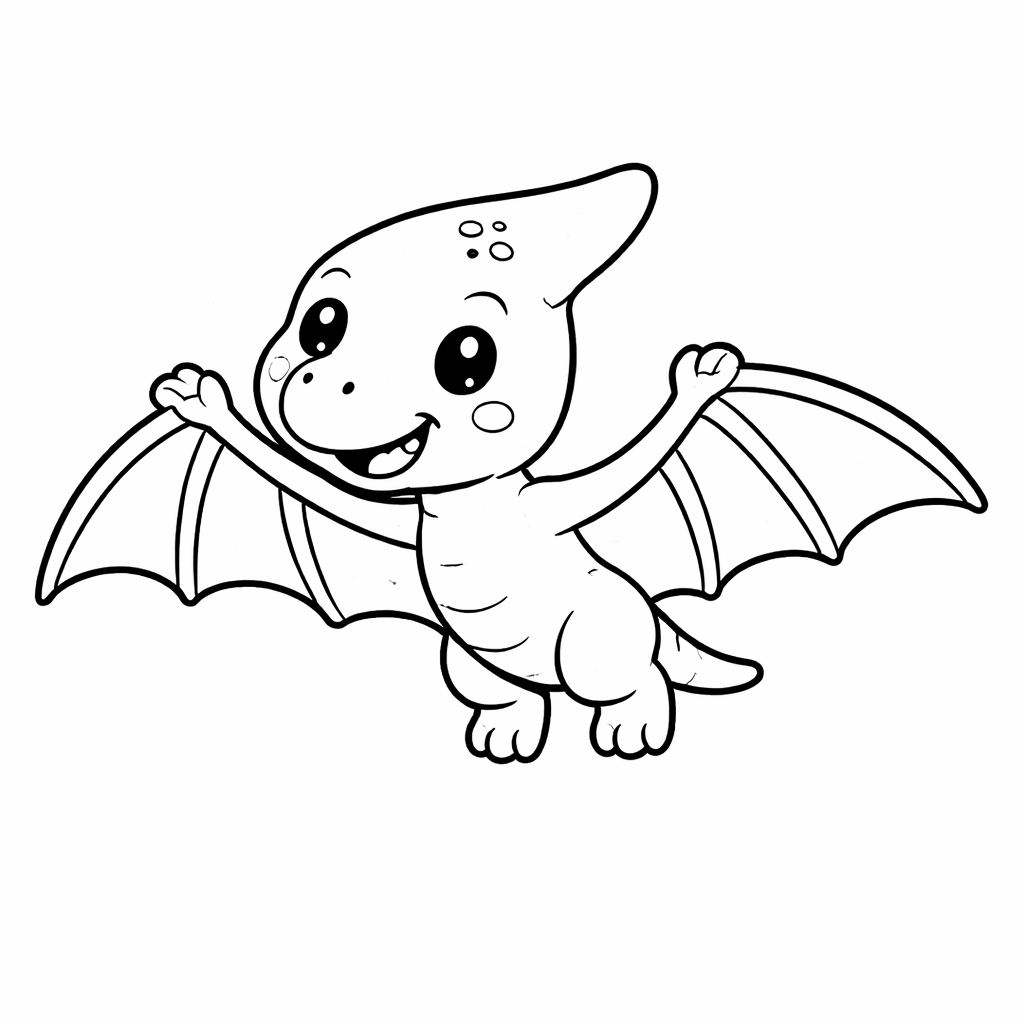 Coloriage ptérodactyle mignon
