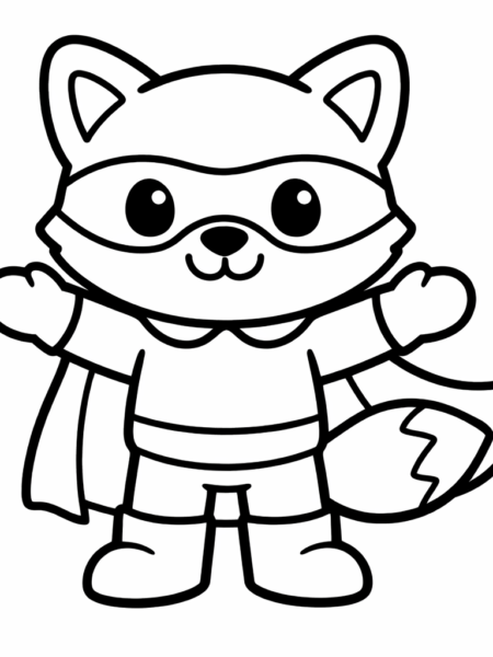 Coloriage Renard super-héros gentil