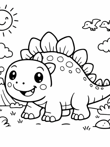 Coloriage stégosaure mignon