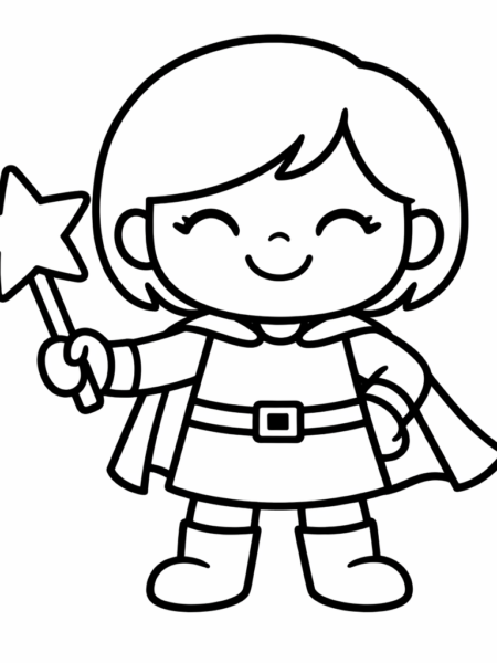 Coloriage Super-héroïne à l&rsquo;étoile magique
