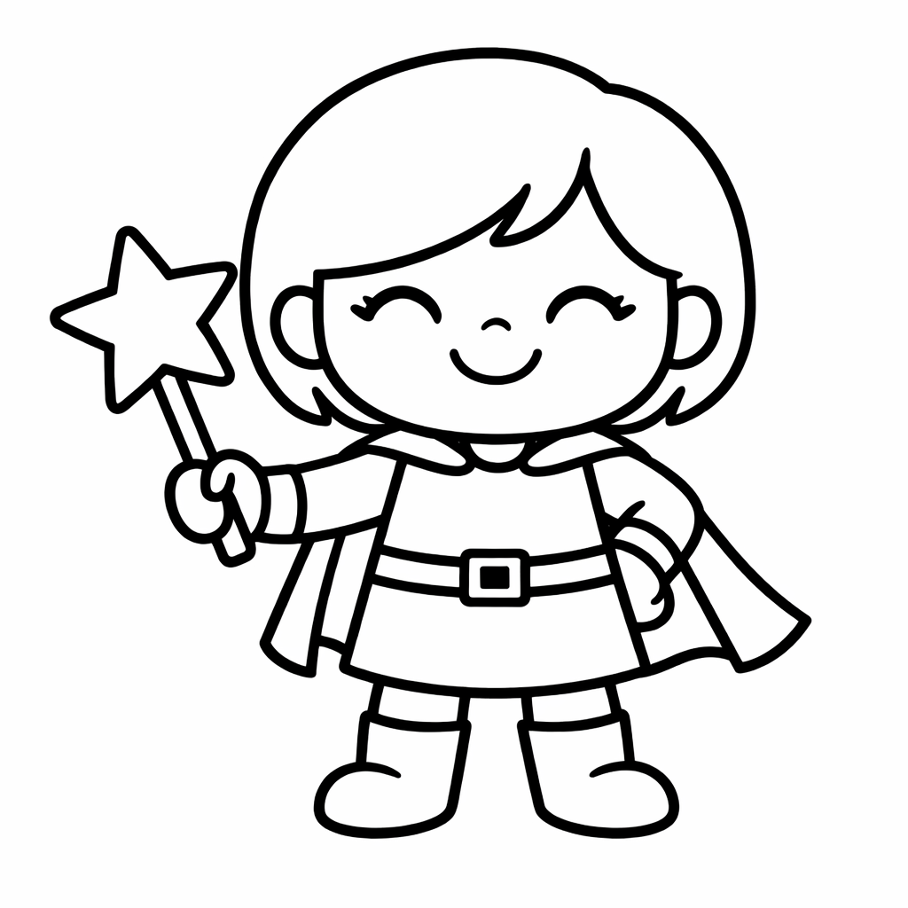 Coloriage Super-héroïne à l&rsquo;étoile magique