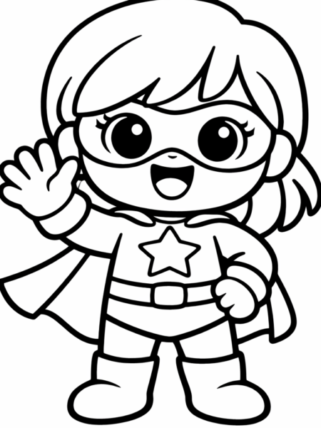 Coloriage Super-héroïne qui fait coucou