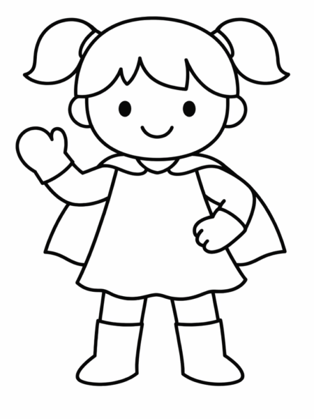 Coloriage Super-héroïne en robe et bottes