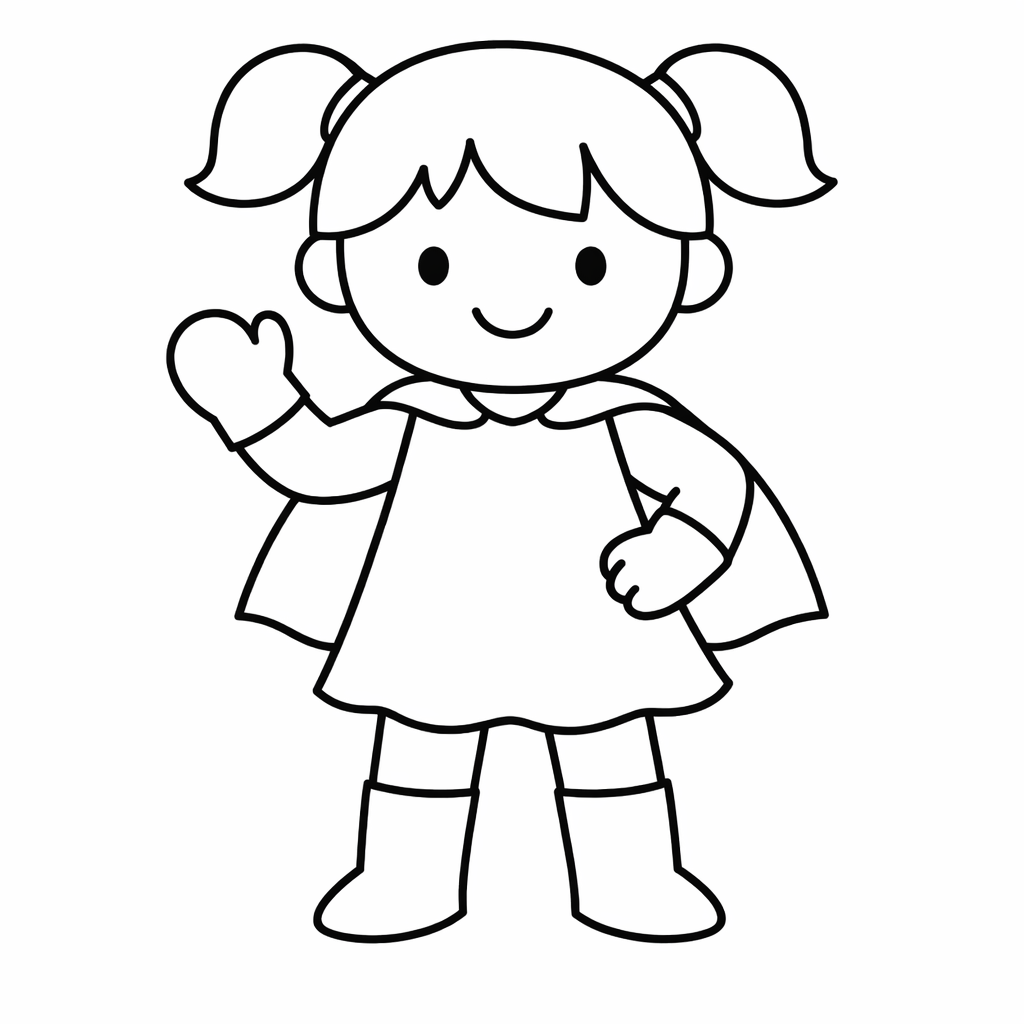 Coloriage Super-héroïne en robe et bottes