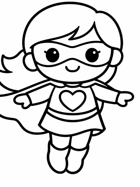 Coloriage Super-héroïne qui vole doucement