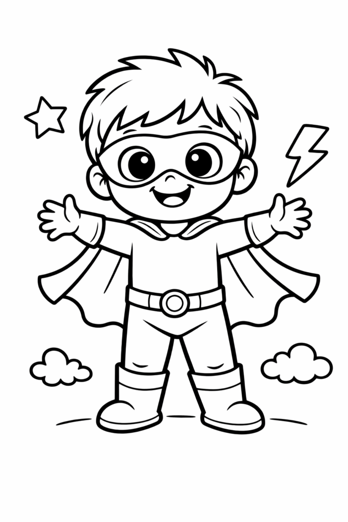 coloriage super heros cape courte bras ouverts 01