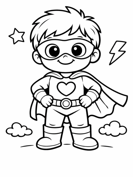 Coloriage super-héros au grand cœur