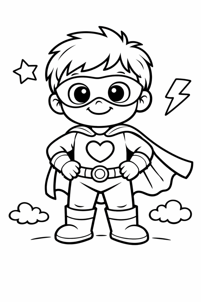 Coloriage super-héros au grand cœur