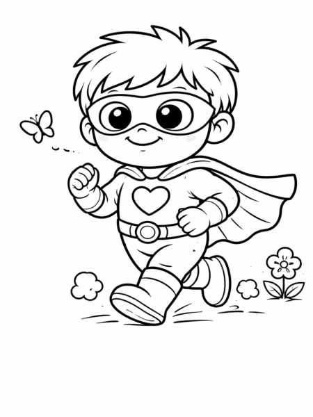 Coloriage super-héros qui court doucement