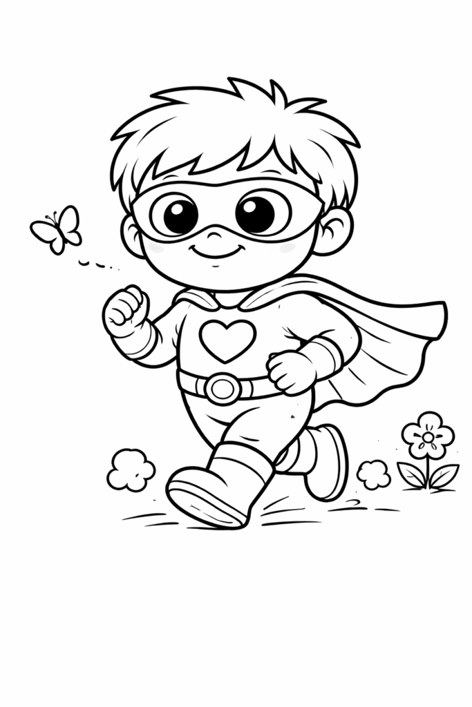 Coloriage super-héros qui court doucement
