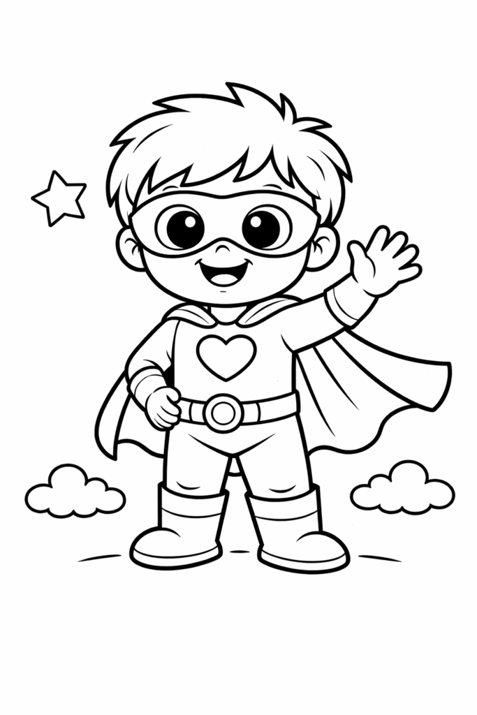 Coloriage super-héros qui fait coucou
