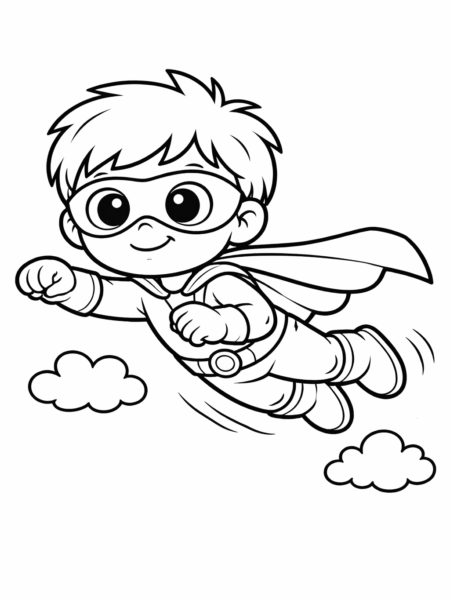 Coloriage super-héros qui vole doucement