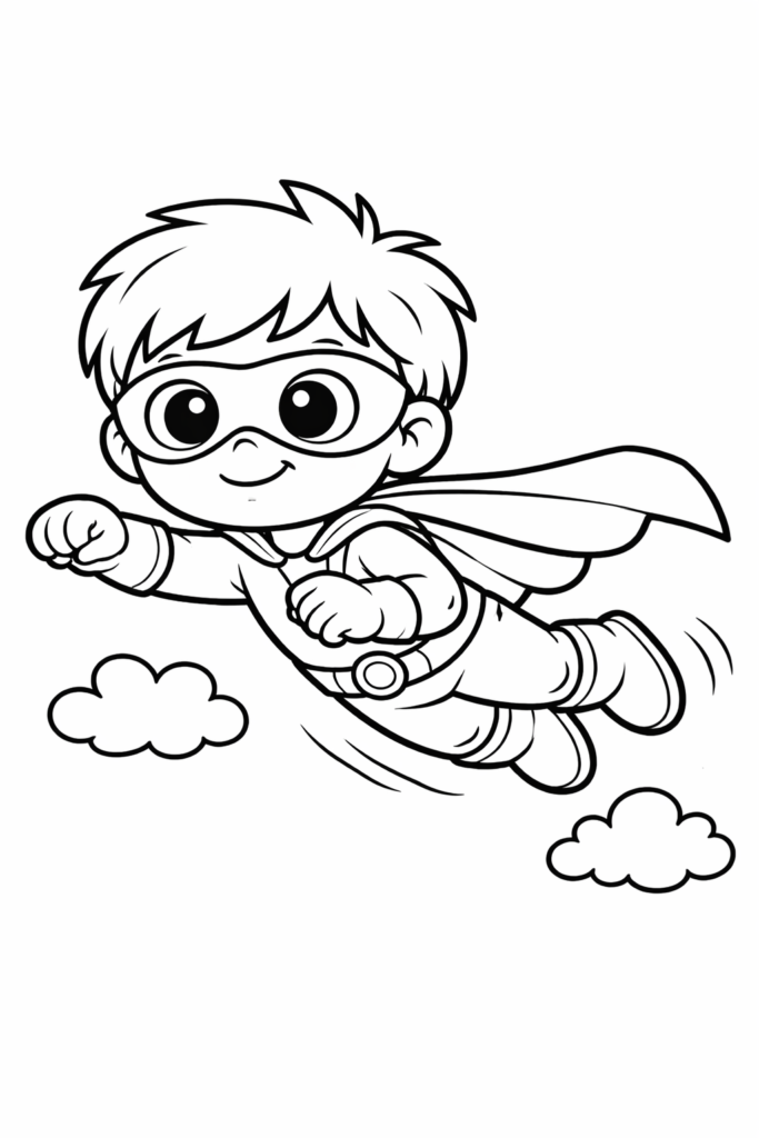 Coloriage super-héros qui vole doucement