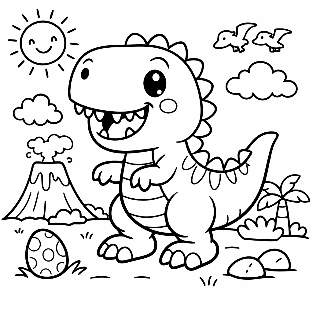 Coloriage T-Rex rigolo