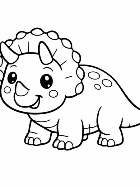 Coloriage tricératops mignon