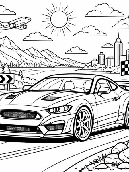 Coloriage – Voiture sur la route