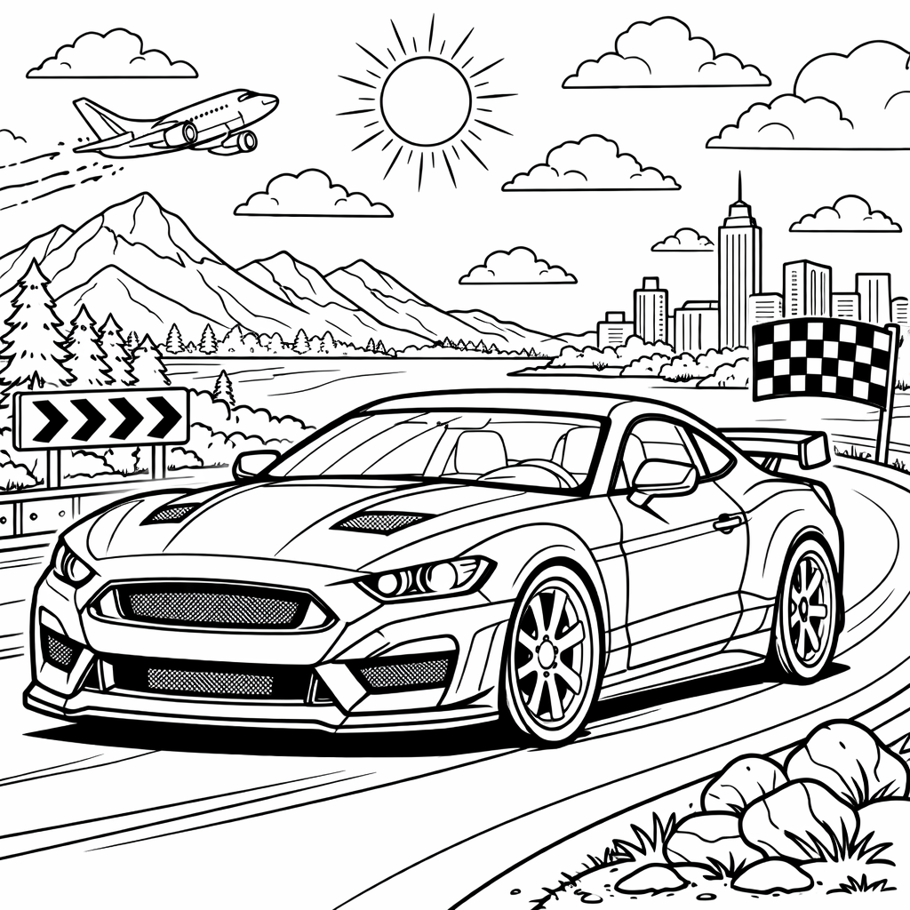 Coloriage – Voiture sur la route