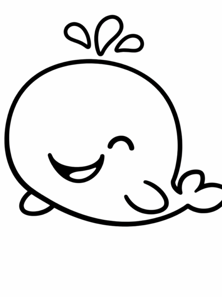 Coloriage Bébé baleine souriante