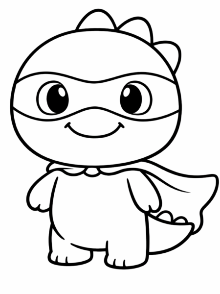Coloriage Dinosaure super-héros mignon