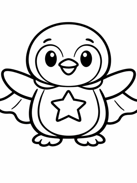 Coloriage Pingouin super-héros rigolo